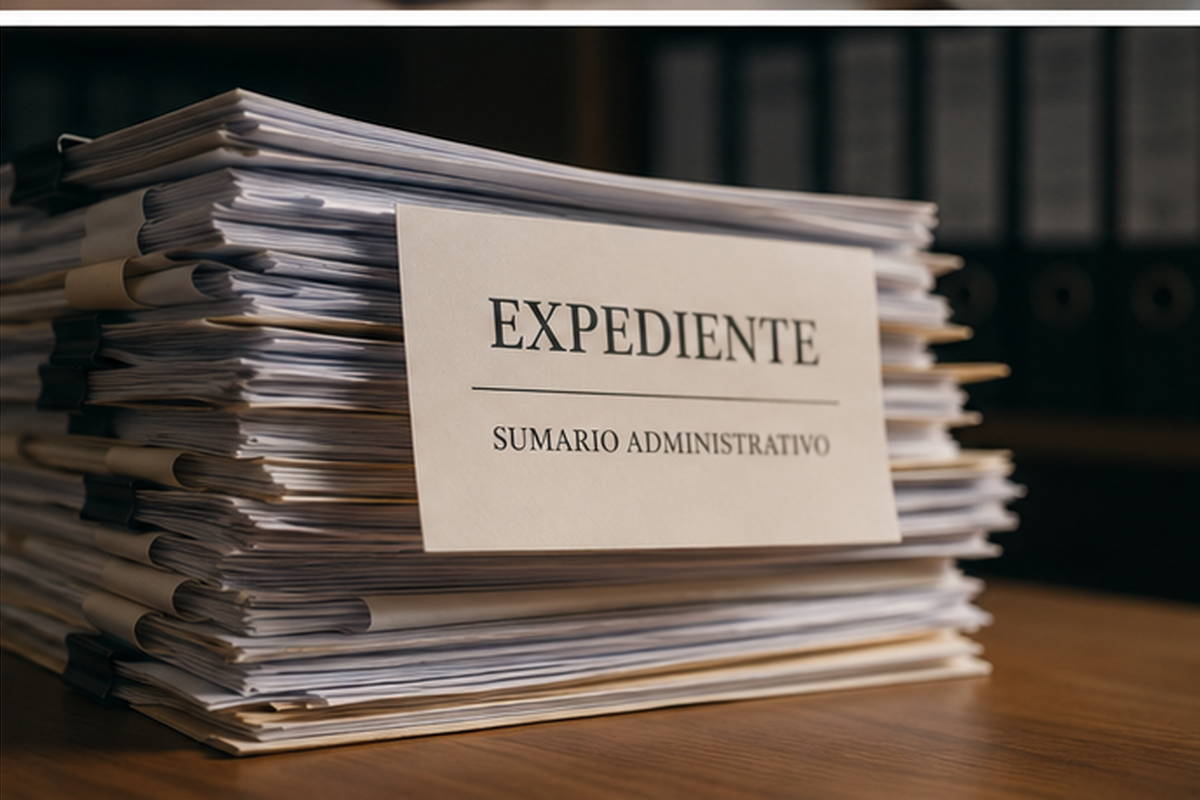 Expediente de sumario administrativo con documentos ordenados